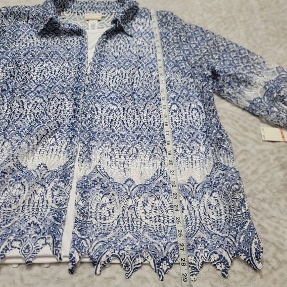 Alfred Dunner Denim Friendly Layered-Look Necklace Top Size 2X NWT White Blue - Picture 12 of 16